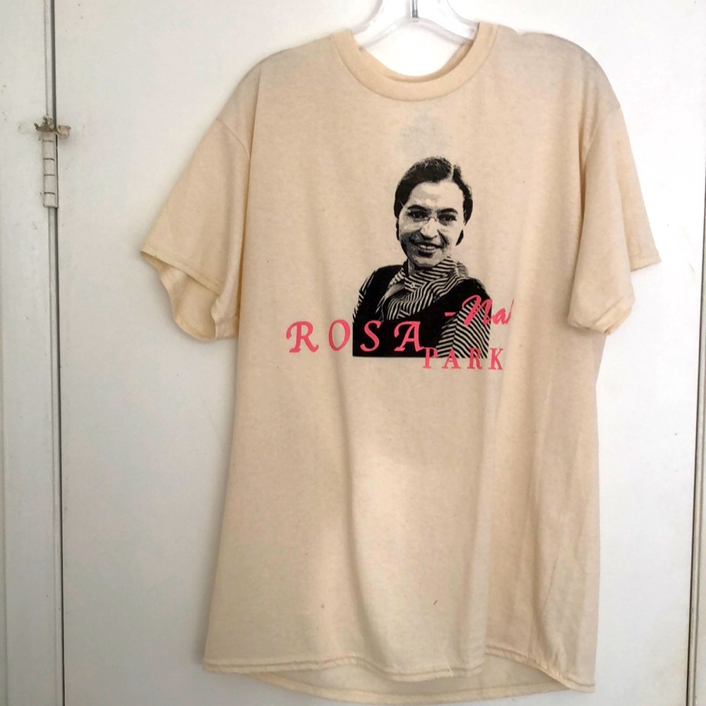 Rosa Parks image L tan tee shirt